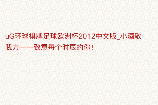 uG环球棋牌足球欧洲杯2012中文版_小酒敬我方——致意每个时辰的你！