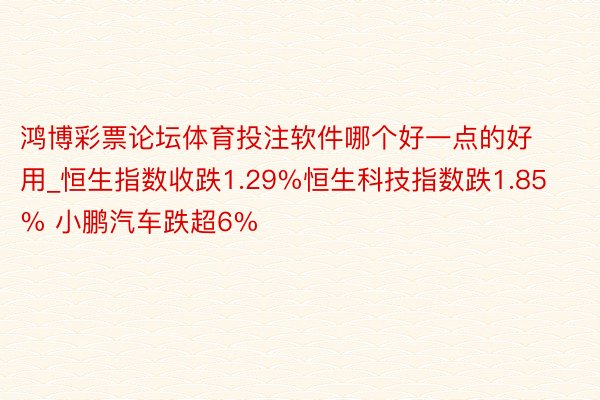 鸿博彩票论坛体育投注软件哪个好一点的好用_恒生指数收跌1.29%恒生科技指数跌1.85% 小鹏汽车跌超6%